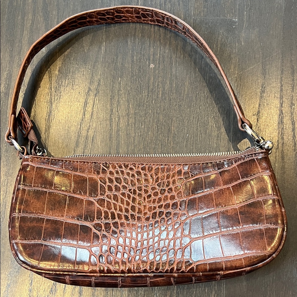 Urban Outfitters Brown Crocodile-Embossed Shoulder Bag